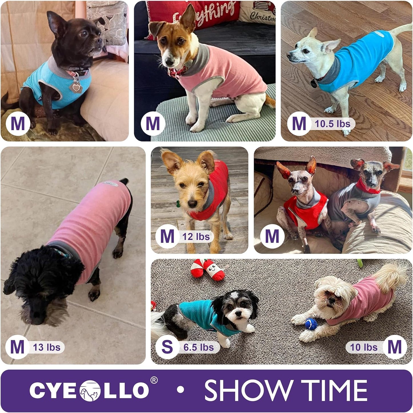 2 Pack Dog Sweatshirts Fleece Jacket with Reflective Stripe Pullover Stretchy Doggie Sweater Soft Pet Clothes Lightweight Dog Sweaters for Small Dogs Turquoise & Grey