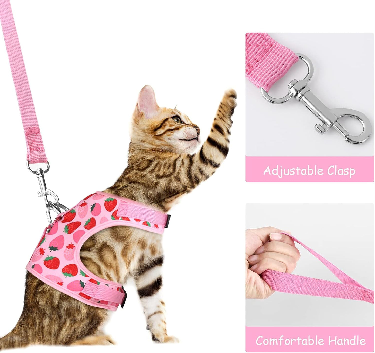Cat Harness and Leash Set Cat Vest Harness Pet Leash and Collar Set Pet Harness for Kitties Puppies Small Pets Outdoor Walking, X-Small