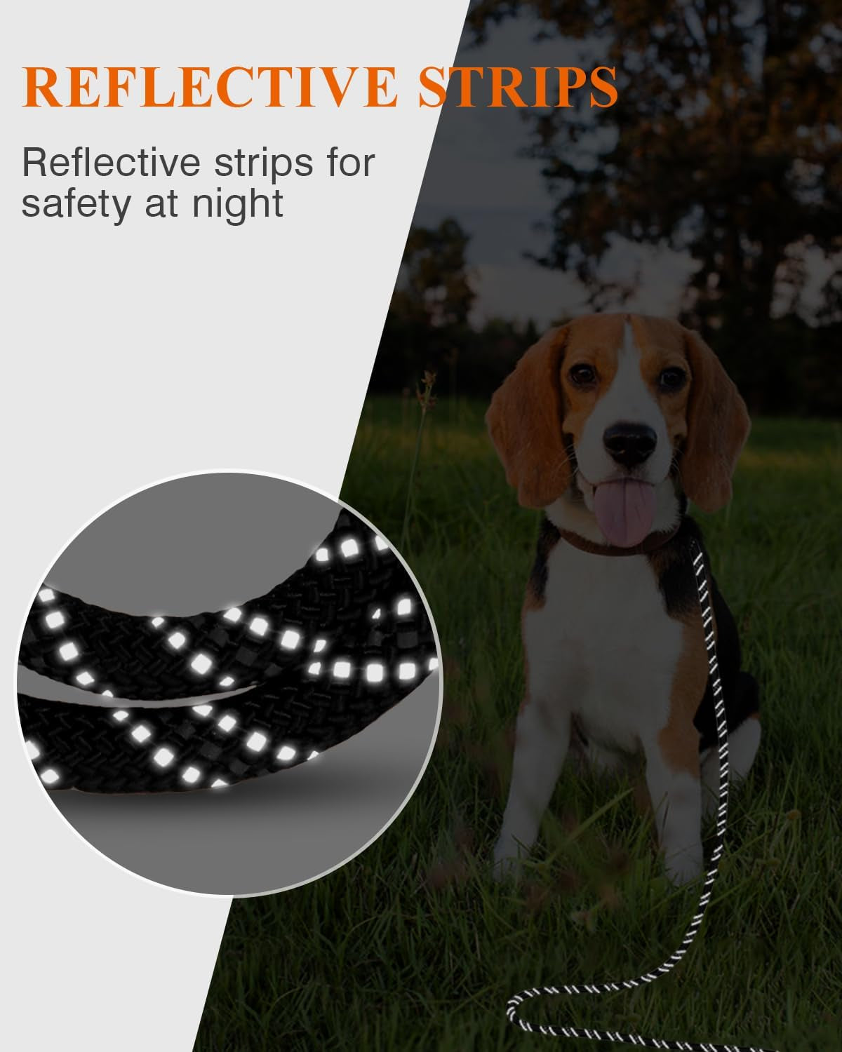 Long Dog Leash, 15FT 30FT 50FT 66FT, Training and Recall Leash with Comfortable Padded Handle for Large Medium Small Dogs Walking, Camping, Black 66FT