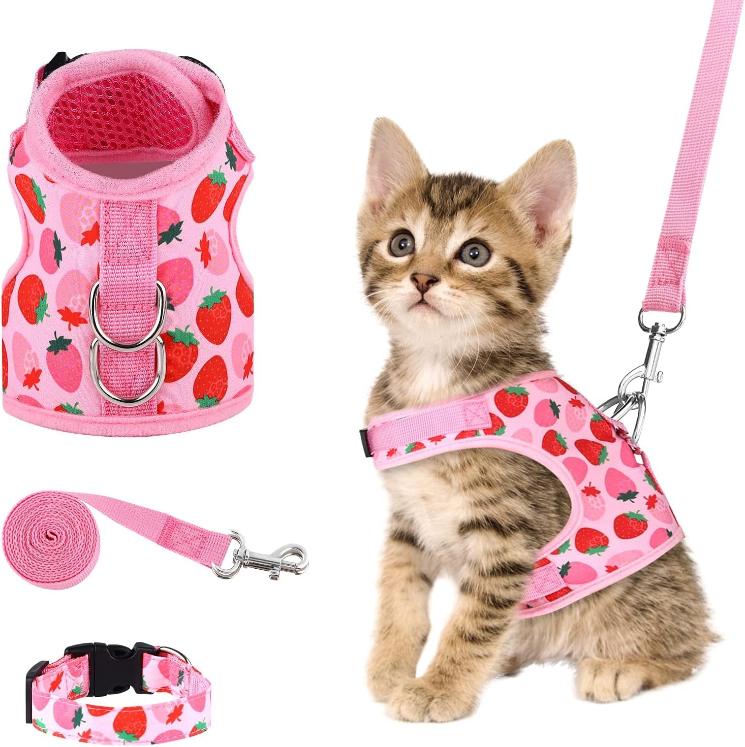 Cat Harness and Leash Set Cat Vest Harness Pet Leash and Collar Set Pet Harness for Kitties Puppies Small Pets Outdoor Walking, X-Small