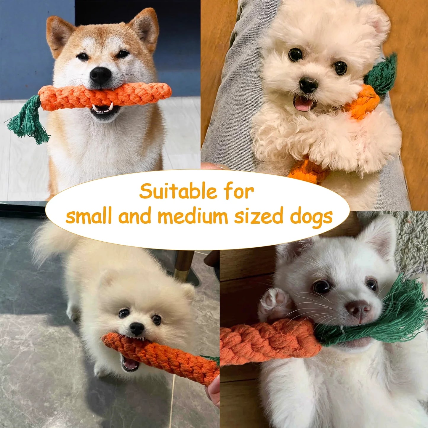 Dog Toys 5 PCS Puppy Teething Chew Toys,Dog Rope Toys,Cat Chew Toys,Safe Braided Rabbit Toys Healthy Gift