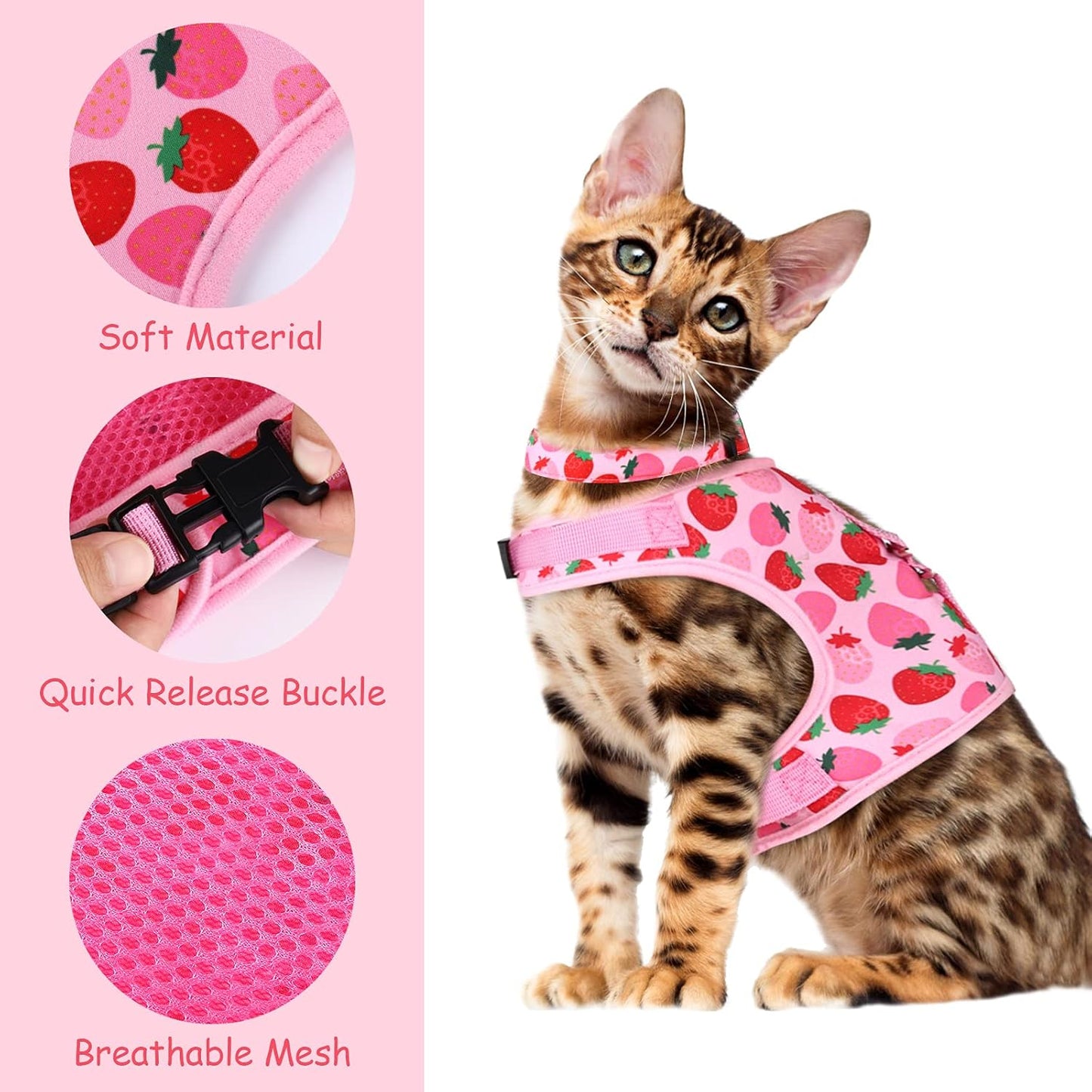 Cat Harness and Leash Set Cat Vest Harness Pet Leash and Collar Set Pet Harness for Kitties Puppies Small Pets Outdoor Walking, X-Small