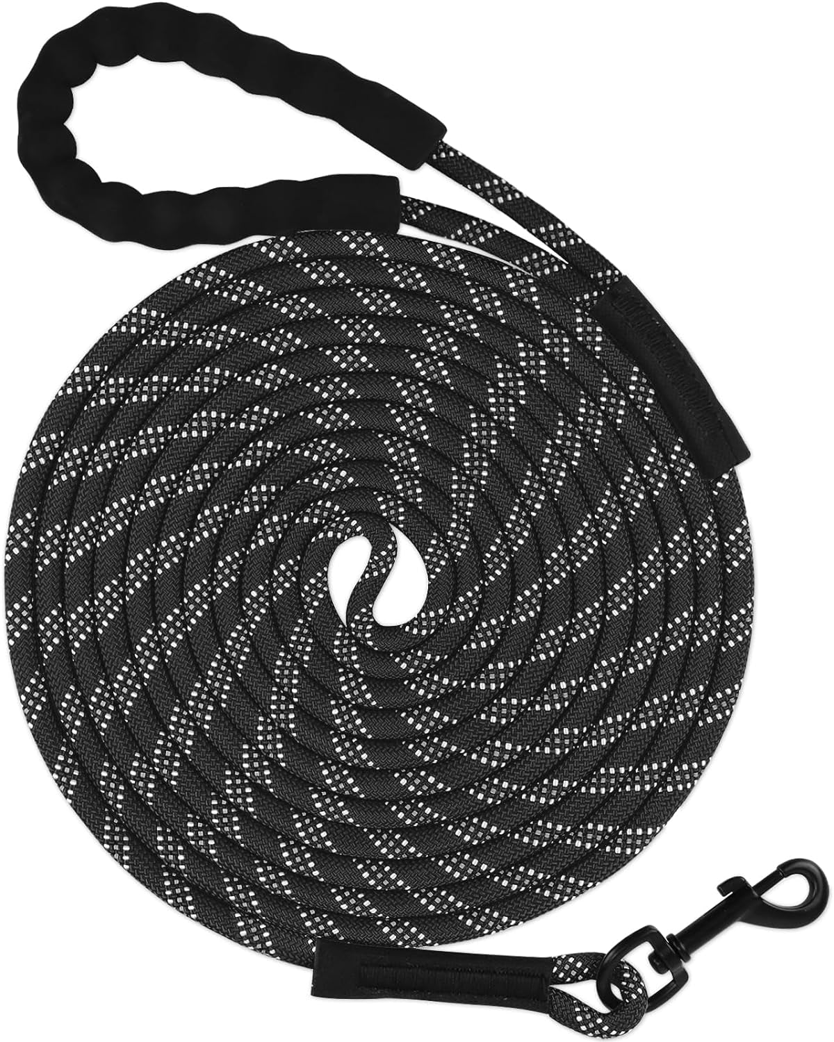 Long Dog Leash, 15FT 30FT 50FT 66FT, Training and Recall Leash with Comfortable Padded Handle for Large Medium Small Dogs Walking, Camping, Black 66FT