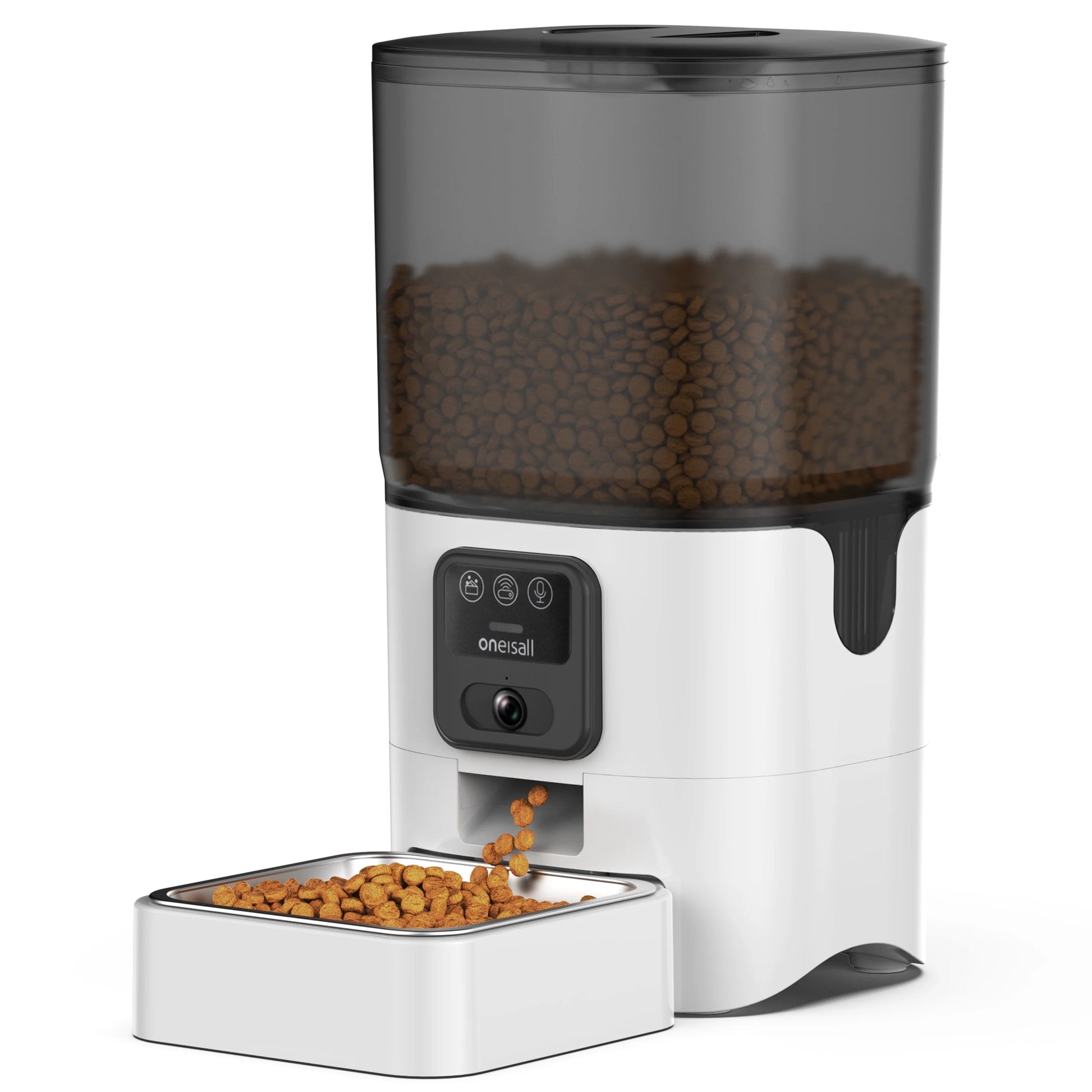 WF-63 5Ghz & 2.4Ghz Automatic Cat Food Dispenser, 6L/25 Cups Automatic Cat Feeder with Camera, White