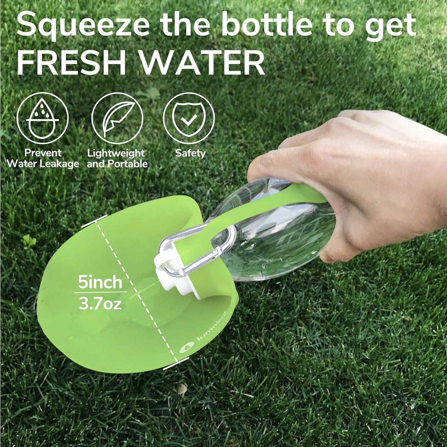 Portable Pet Water Bottle, Reversible & Lightweight Water Dispenser for Dogs and Cats, Made of Food-Grade Silicone (20 Oz) - Green